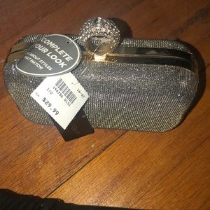 Metallic silver evening bag/clutch